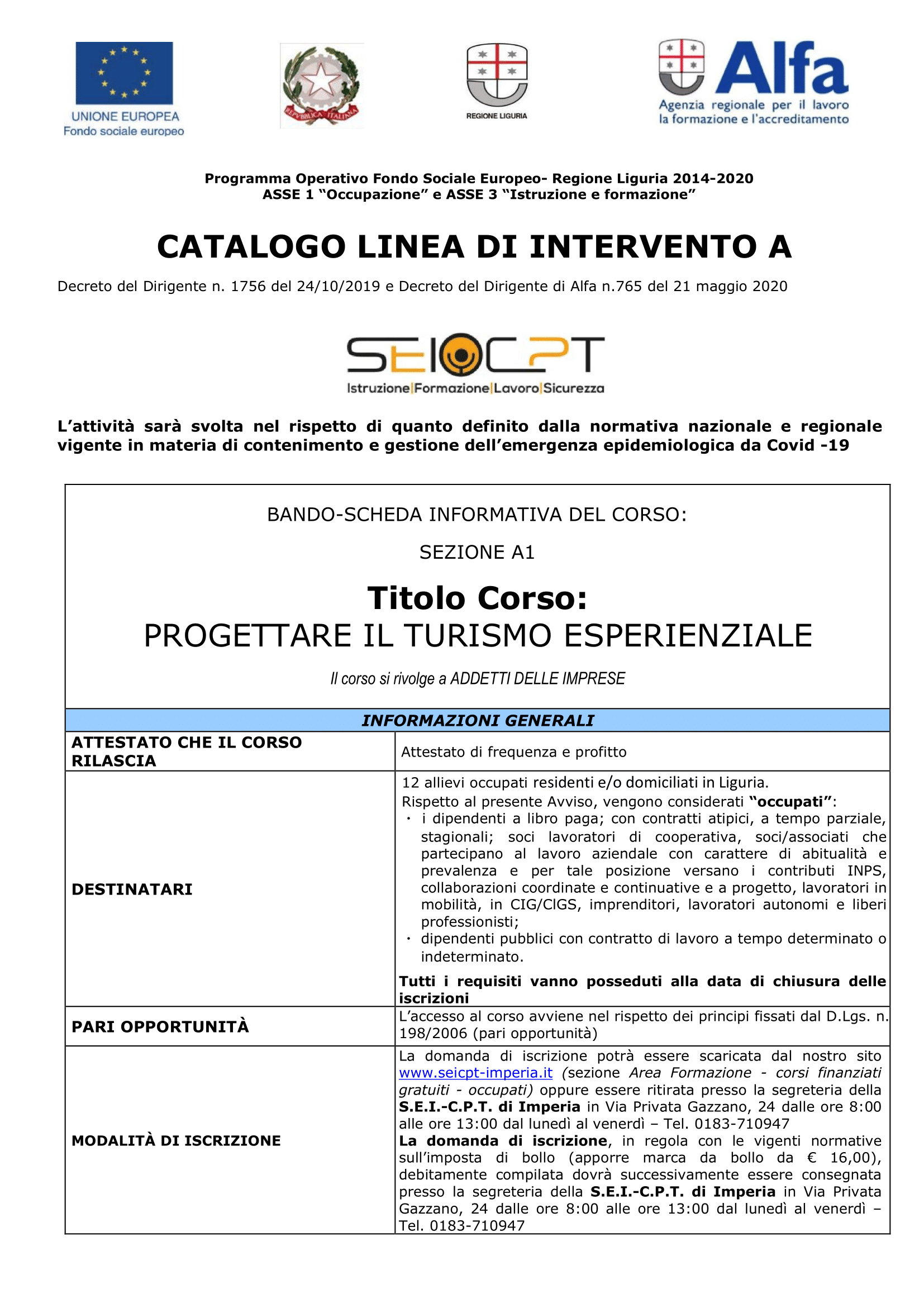 Progettare il turismo esperienziale – A1 • a