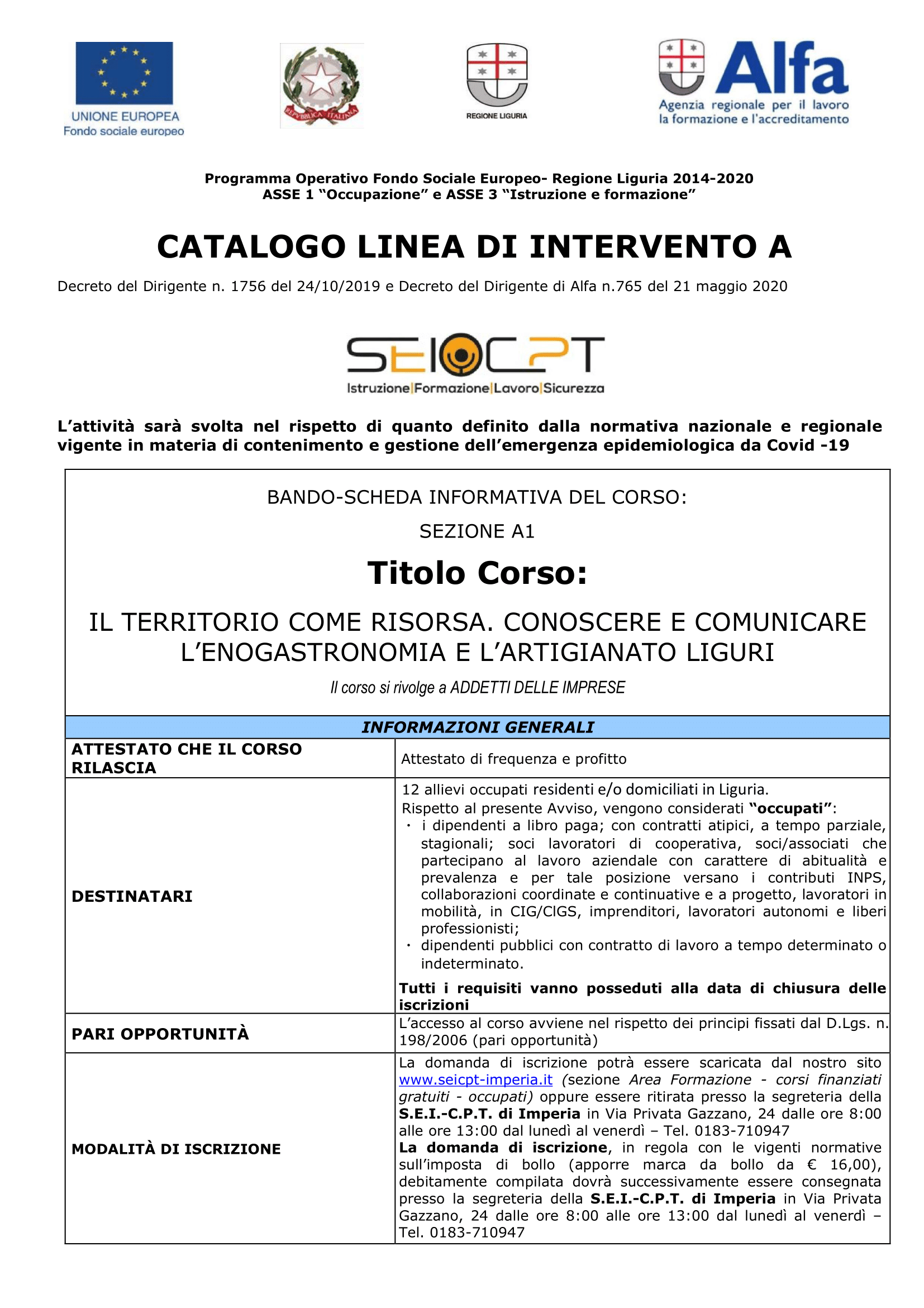 Il territorio come risorsa. Conoscere e comunicare l’enogastronomia e l’artigianato liguri – A1 • c