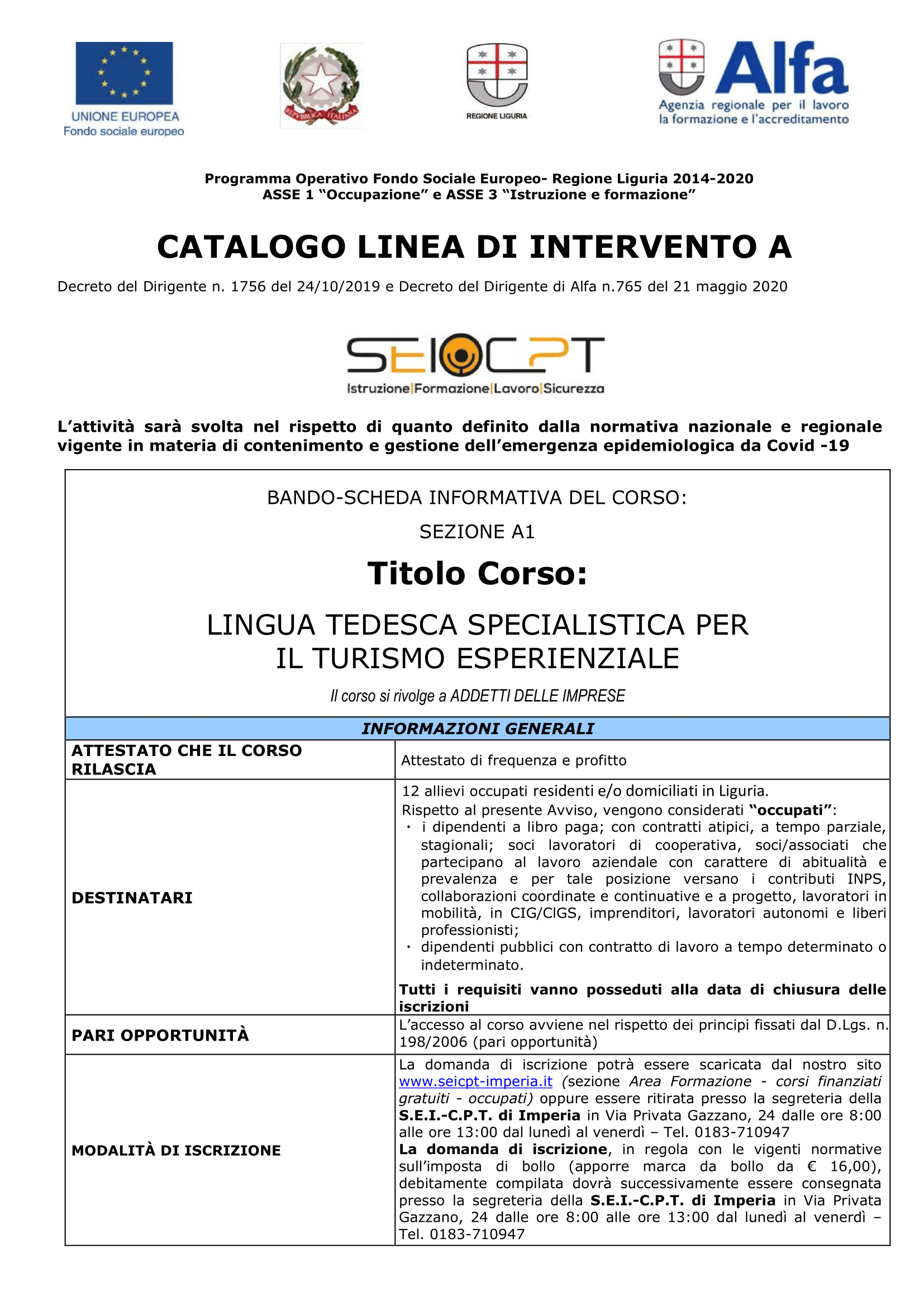 Lingua tedesca specialistica per il turismo esperienziale – A1 • e