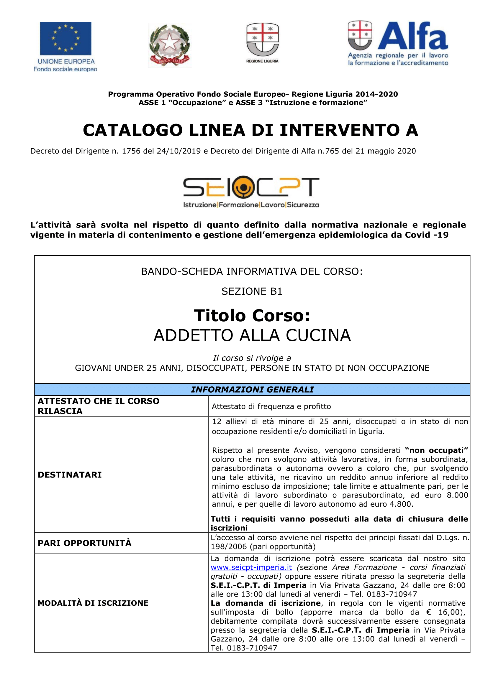 Addetto alla cucina – B1 • b