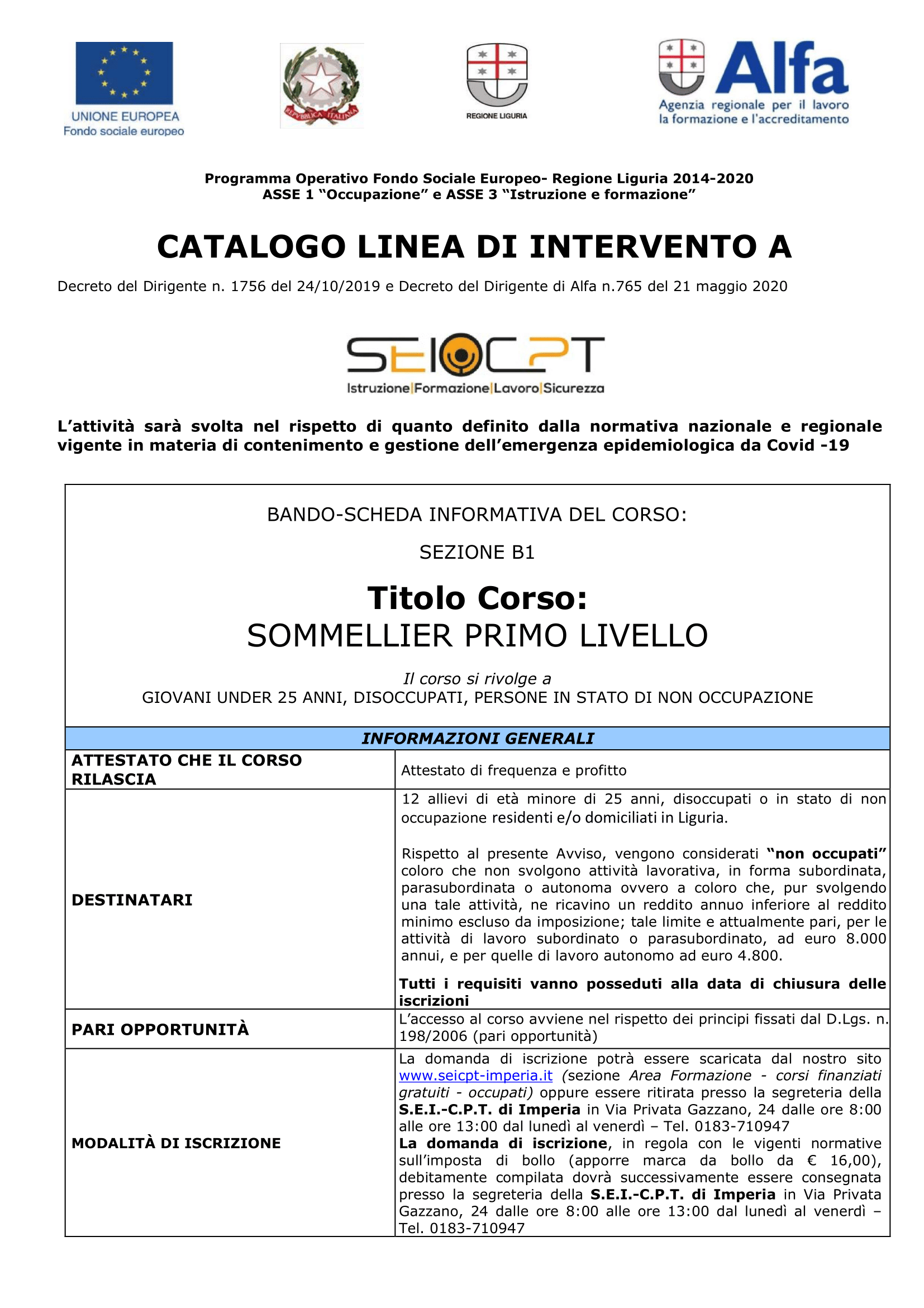 Sommellier primo livello – B1 • e