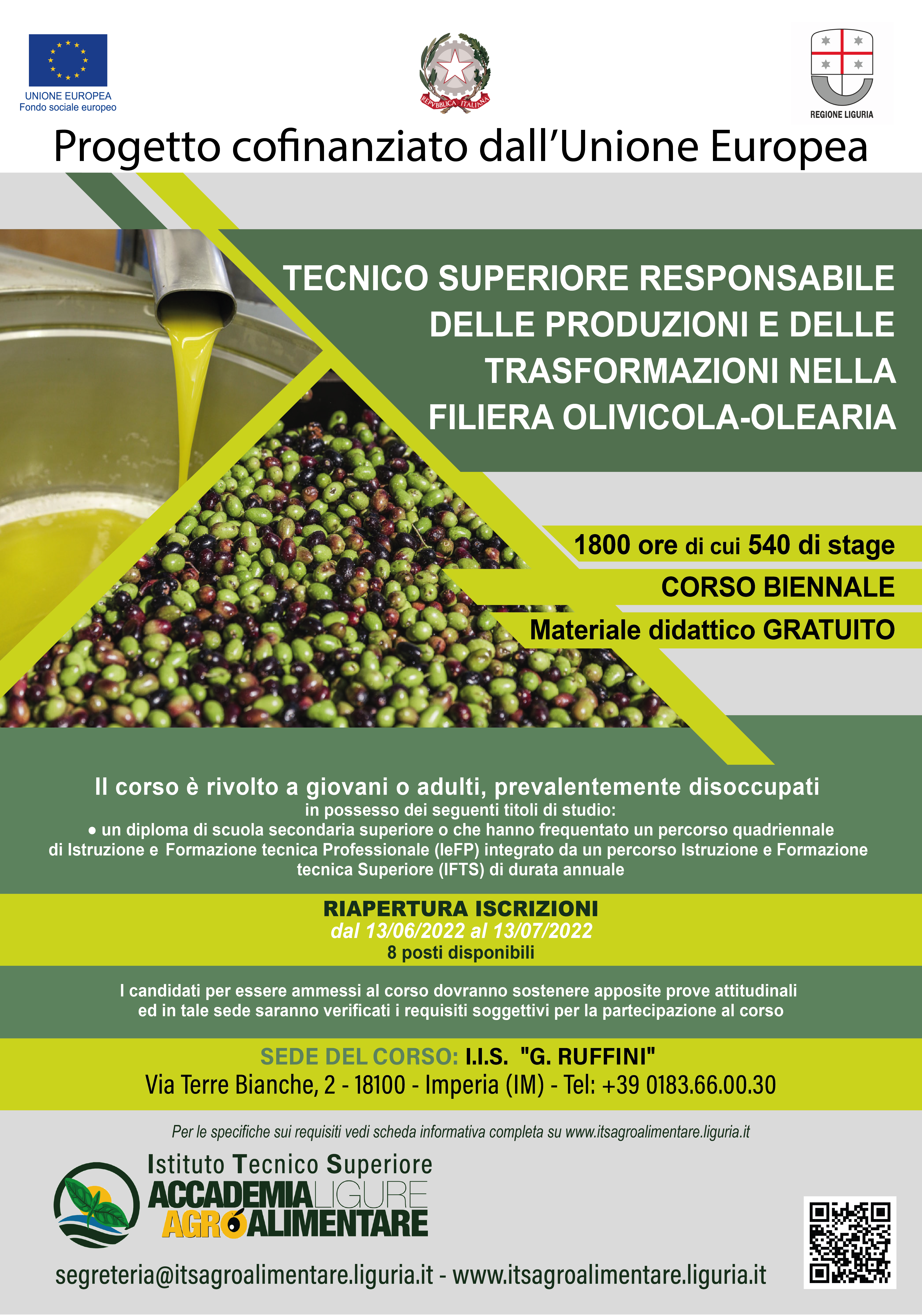 TECNICO SUPERIORE RESPONSABILE DELLE PRODUZIONI E DELLE TRASFORMAZIONI NELLA  FILIERA OLIVICOLA-OLEARIA