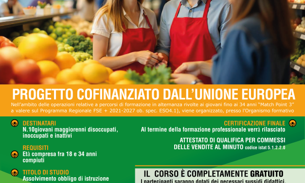 CORSO DI FORMAZIONE: ADDETTO/A VENDITA PRODOTTI ALIMENTARI