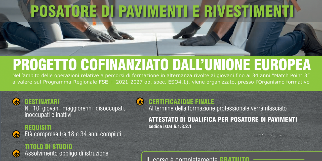 CORSO DI FORMAZIONE PIASTRELLISTA POSATORE DI PAVIMENTI E RIVESTIMENTI