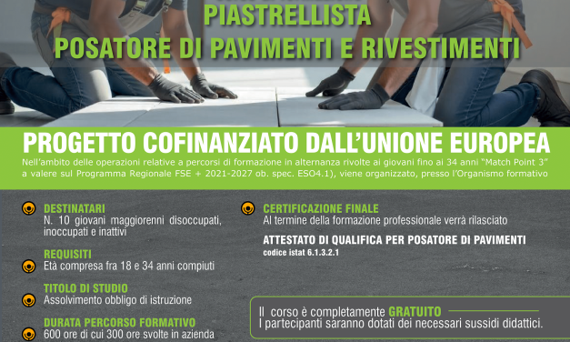 CORSO DI FORMAZIONE PIASTRELLISTA POSATORE DI PAVIMENTI E RIVESTIMENTI